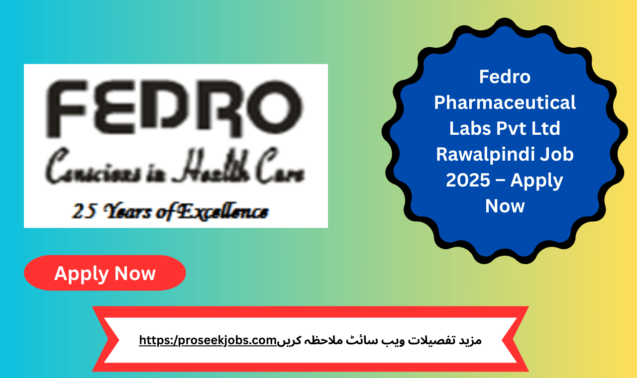 Fedro Pharmaceutical Labs Pvt Ltd office building in Rawalpindi, hiring for Finance Manager position in 2025