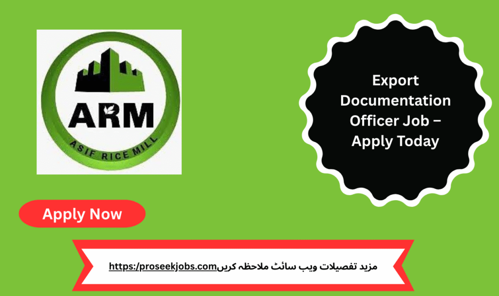 “Export Documentation Officer preparing shipping documents in an office environment, Karachi Pakistan