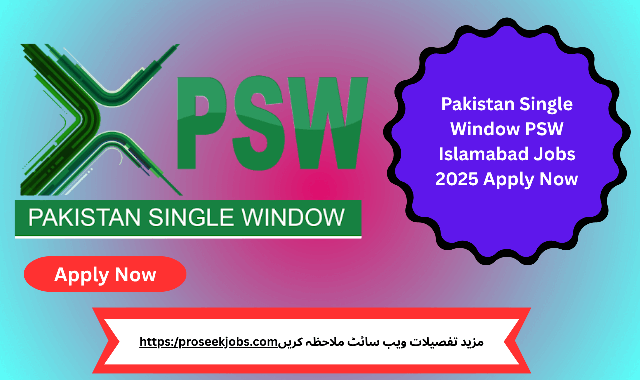 "Pakistan Single Window PSW Islamabad Jobs 2025 – Government job advertisement highlighting management positions including AI engineer, business analyst, and data governance roles