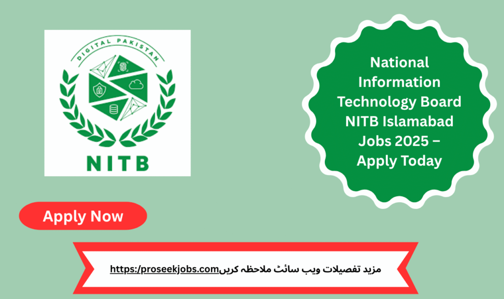 Job advertisement banner for National Information Technology Board NITB Islamabad Jobs 2025